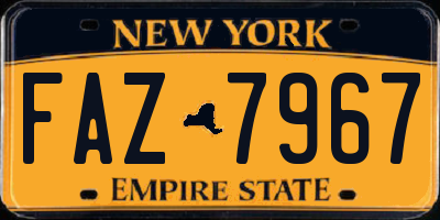 NY license plate FAZ7967