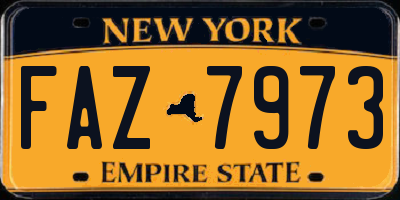 NY license plate FAZ7973