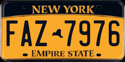 NY license plate FAZ7976