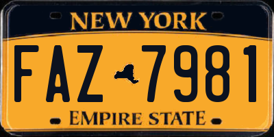 NY license plate FAZ7981