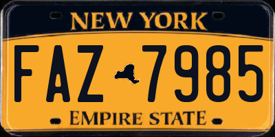 NY license plate FAZ7985