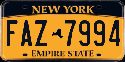 NY license plate FAZ7994