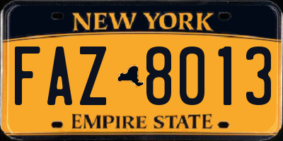 NY license plate FAZ8013