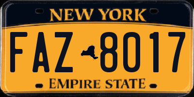 NY license plate FAZ8017