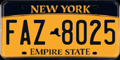 NY license plate FAZ8025