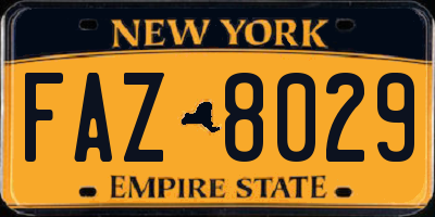 NY license plate FAZ8029