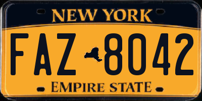 NY license plate FAZ8042