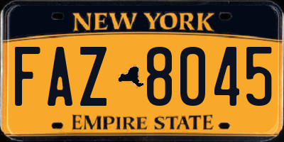 NY license plate FAZ8045