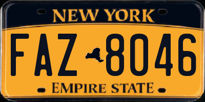 NY license plate FAZ8046