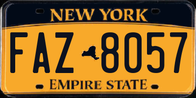 NY license plate FAZ8057