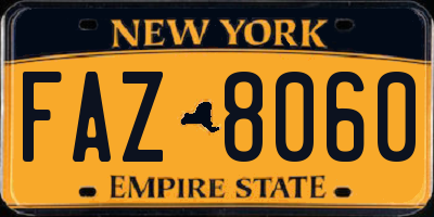NY license plate FAZ8060