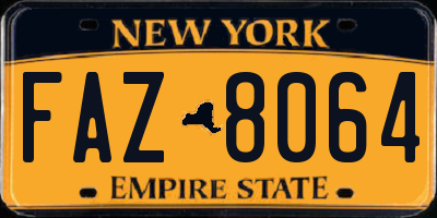 NY license plate FAZ8064