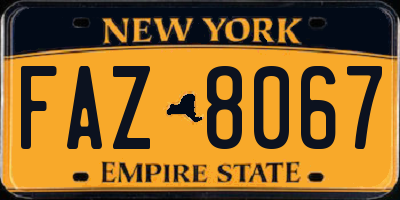 NY license plate FAZ8067