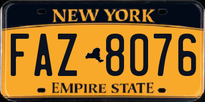 NY license plate FAZ8076