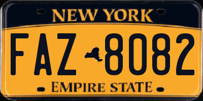 NY license plate FAZ8082