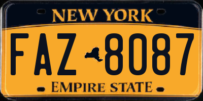 NY license plate FAZ8087