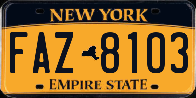 NY license plate FAZ8103