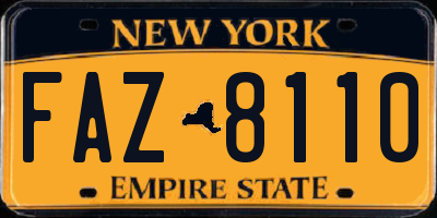 NY license plate FAZ8110