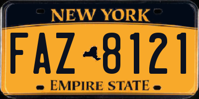 NY license plate FAZ8121