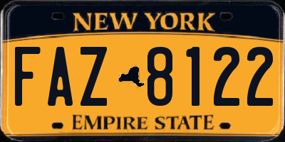 NY license plate FAZ8122
