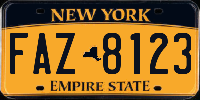 NY license plate FAZ8123