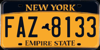 NY license plate FAZ8133