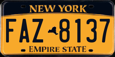 NY license plate FAZ8137