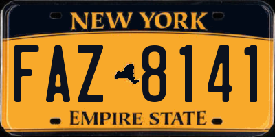 NY license plate FAZ8141