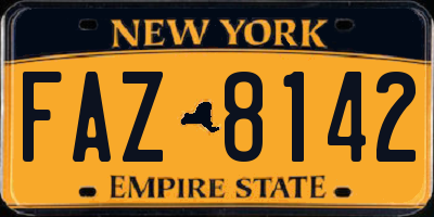 NY license plate FAZ8142