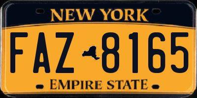 NY license plate FAZ8165