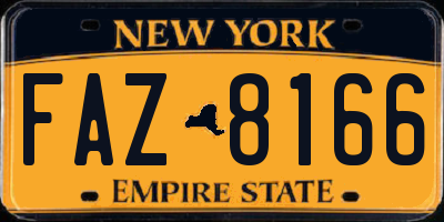NY license plate FAZ8166