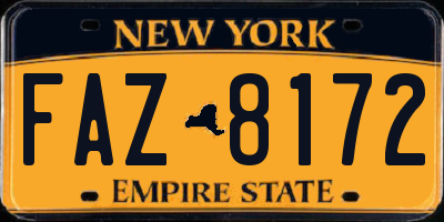 NY license plate FAZ8172