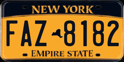 NY license plate FAZ8182