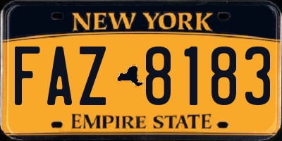 NY license plate FAZ8183