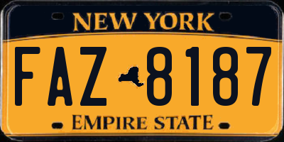 NY license plate FAZ8187
