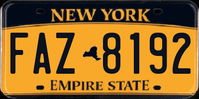 NY license plate FAZ8192