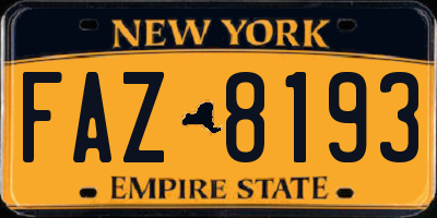 NY license plate FAZ8193