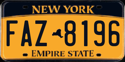 NY license plate FAZ8196