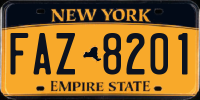 NY license plate FAZ8201
