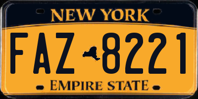 NY license plate FAZ8221