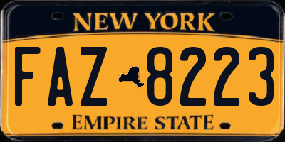 NY license plate FAZ8223
