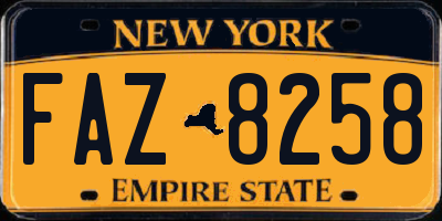 NY license plate FAZ8258