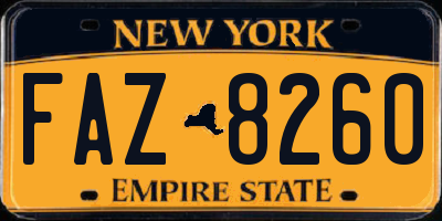 NY license plate FAZ8260