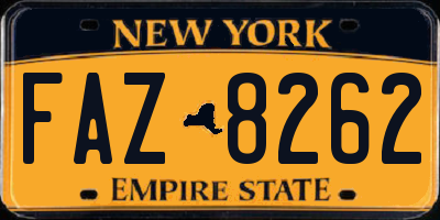 NY license plate FAZ8262
