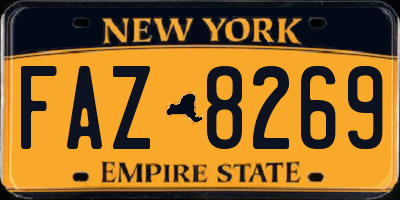 NY license plate FAZ8269