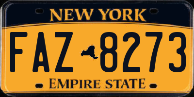 NY license plate FAZ8273