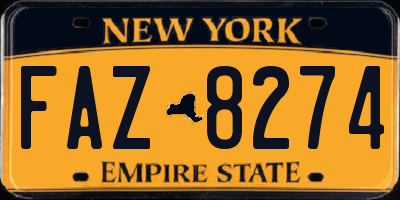 NY license plate FAZ8274