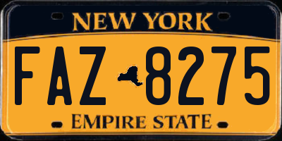 NY license plate FAZ8275