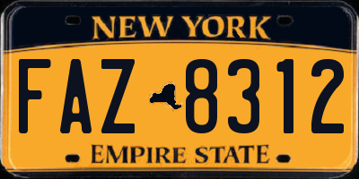 NY license plate FAZ8312