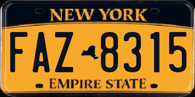 NY license plate FAZ8315